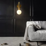 Modern Bower Sculptural Wall Sconce Brass with Polished White Glass Globe LED Vanity Light