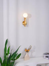 Modern Bower Sculptural Wall Sconce Brass with Polished White Glass Globe LED Vanity Light