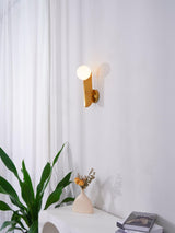 Modern Bower Sculptural Wall Sconce Brass with Polished White Glass Globe LED Vanity Light