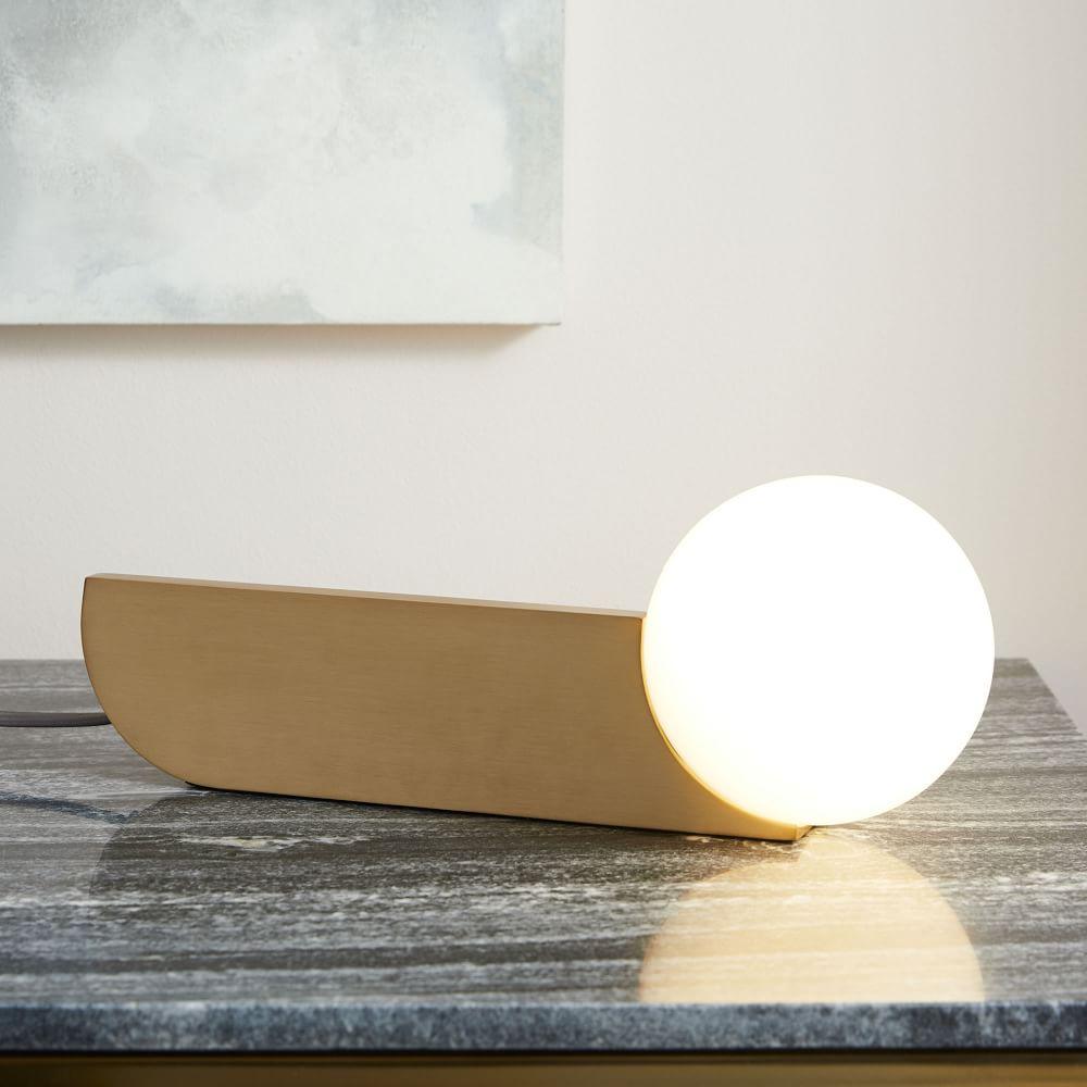 Modern Bower Sculptural Wall Sconce Brass with Polished White Glass Globe LED Vanity Light