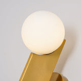 Modern Bower Sculptural Wall Sconce Brass with Polished White Glass Globe LED Vanity Light