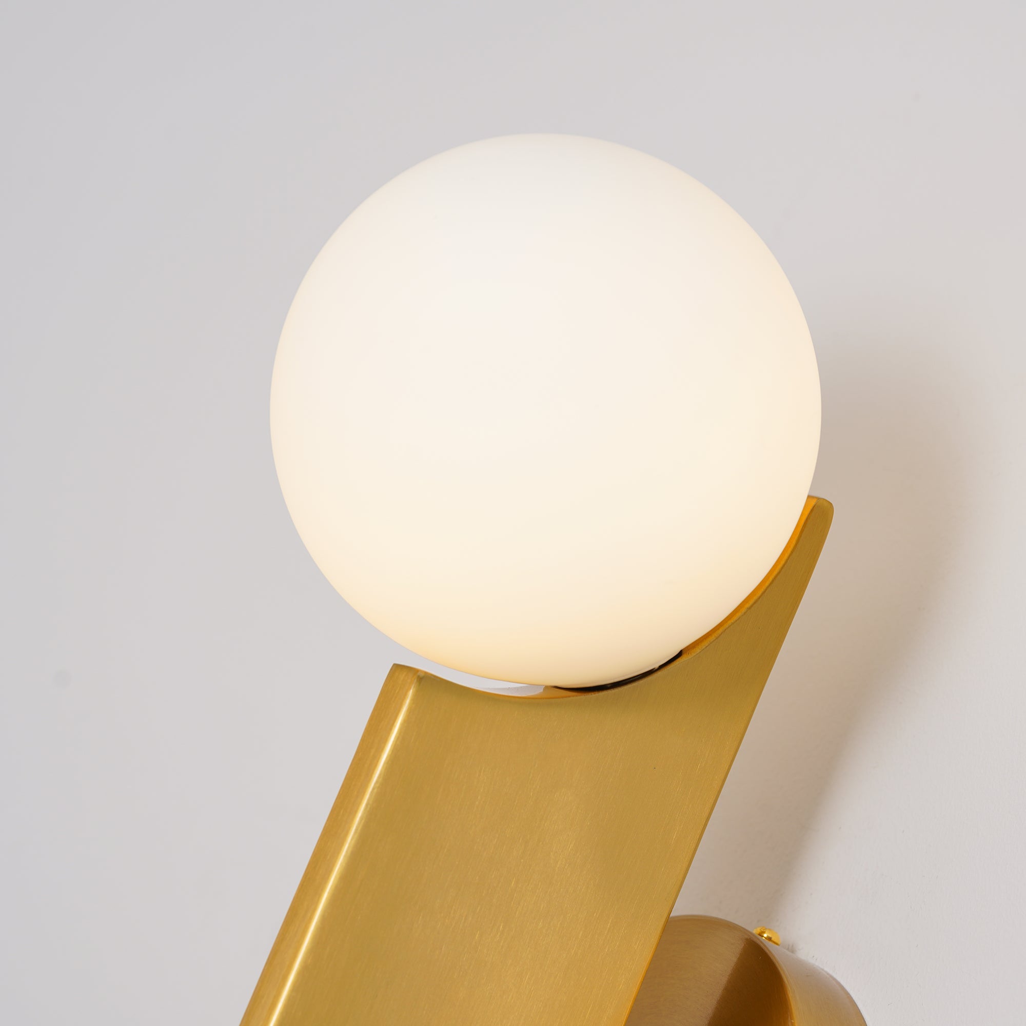 Modern Bower Sculptural Wall Sconce Brass with Polished White Glass Globe LED Vanity Light