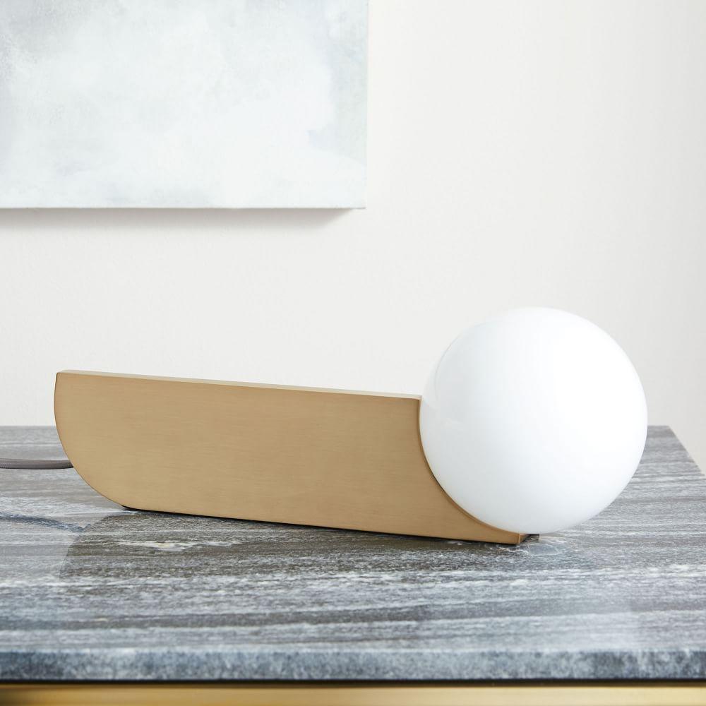 Modern Bower Sculptural Wall Sconce Brass with Polished White Glass Globe LED Vanity Light