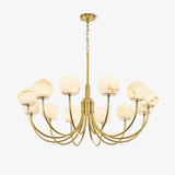 Modern Brass and Alabaster Globe Candelabrum Chandelier for Luxury Interiors