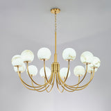 Modern Brass and Alabaster Globe Candelabrum Chandelier for Luxury Interiors