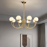 Modern Brass and Alabaster Globe Candelabrum Chandelier for Luxury Interiors