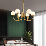 Modern Brass and Alabaster Globe Candelabrum Chandelier for Luxury Interiors