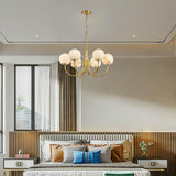 Modern Brass and Alabaster Globe Candelabrum Chandelier for Luxury Interiors