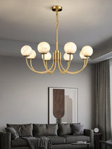 Modern Brass and Alabaster Globe Candelabrum Chandelier for Luxury Interiors