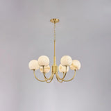 Modern Brass and Alabaster Globe Candelabrum Chandelier for Luxury Interiors