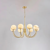 Modern Brass and Alabaster Globe Candelabrum Chandelier for Luxury Interiors