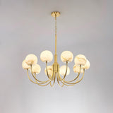 Modern Brass and Alabaster Globe Candelabrum Chandelier for Luxury Interiors