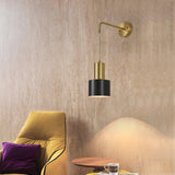 Modern Brass and Black Pino Wall Sconce Minimalist Indoor Single Light Fixture