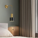 Modern Brass and Black Pino Wall Sconce Minimalist Indoor Single Light Fixture