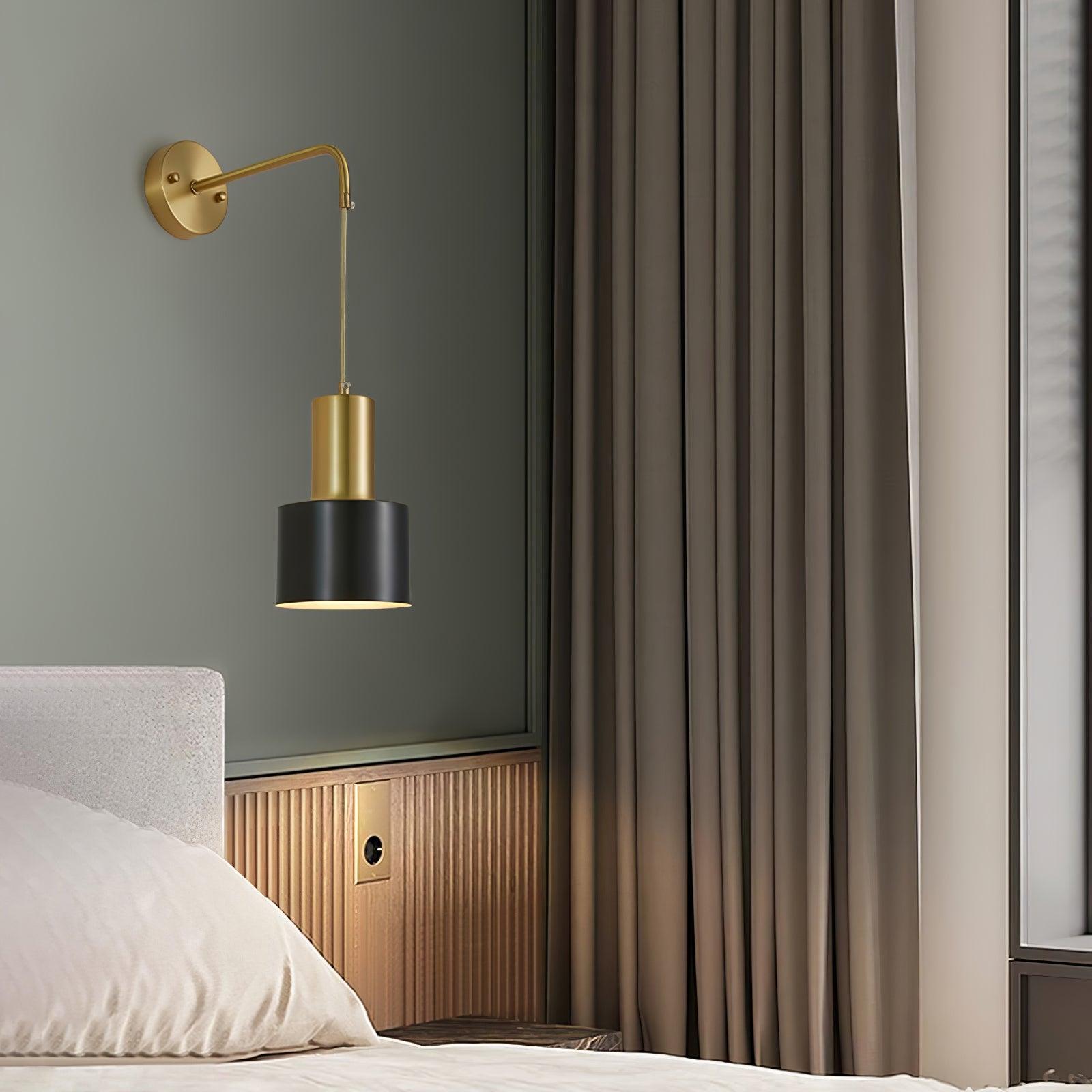 Modern Brass and Black Pino Wall Sconce Minimalist Indoor Single Light Fixture