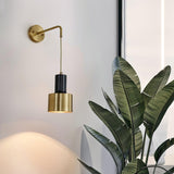 Modern Brass and Black Pino Wall Sconce Minimalist Indoor Single Light Fixture