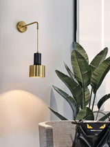 Modern Brass and Black Pino Wall Sconce Minimalist Indoor Single Light Fixture