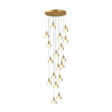 Modern Brass and Crystal Staircase Chandelier with Three Step Dimming for Villa and High Ceiling Foyer