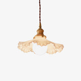 Modern Brass and Glass Flower Pendant Lamp Small White Floral Hanging Ceiling Light