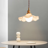 Modern Brass and Glass Flower Pendant Lamp Small White Floral Hanging Ceiling Light