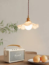Modern Brass and Glass Flower Pendant Lamp Small White Floral Hanging Ceiling Light