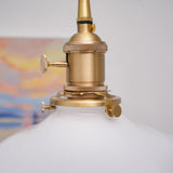Modern Brass and Glass Flower Pendant Lamp Small White Floral Hanging Ceiling Light