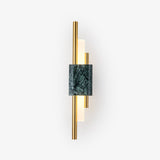 Modern Brass and Marble LED Wall Sconce Slim Asymmetric Gold Wall Light for Bedroom