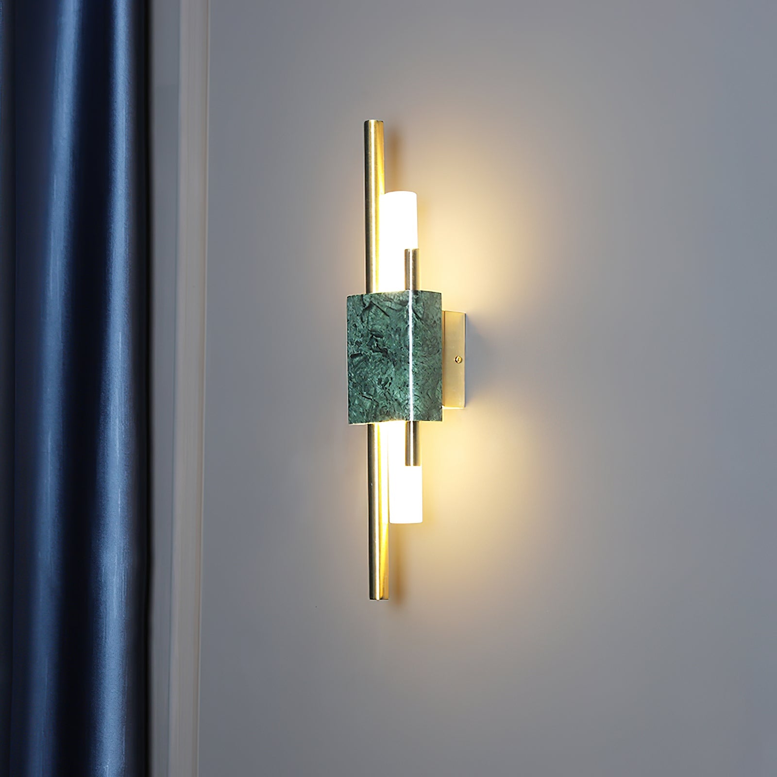 Modern Brass and Marble LED Wall Sconce Slim Asymmetric Gold Wall Light for Bedroom