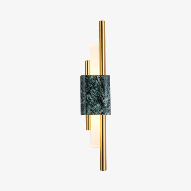 Modern Brass and Marble LED Wall Sconce Slim Asymmetric Gold Wall Light for Bedroom