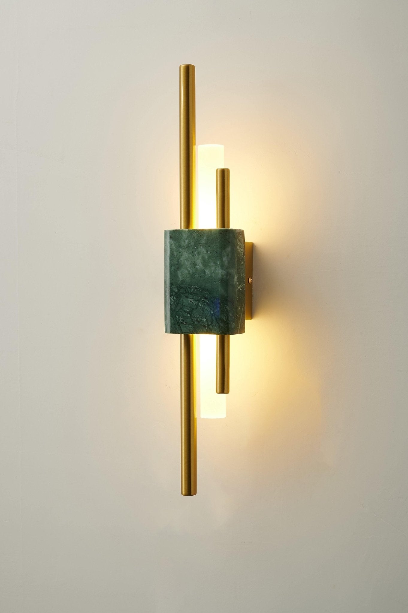Modern Brass and Marble LED Wall Sconce Slim Asymmetric Gold Wall Light for Bedroom