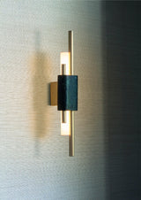 Modern Brass and Marble LED Wall Sconce Slim Asymmetric Gold Wall Light for Bedroom