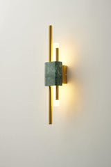 Modern Brass and Marble LED Wall Sconce Slim Asymmetric Gold Wall Light for Bedroom