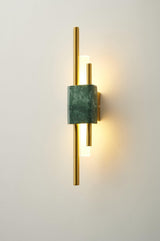Modern Brass and Marble LED Wall Sconce Slim Asymmetric Gold Wall Light for Bedroom