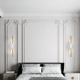 Modern Brass and Marble LED Wall Sconce Slim Asymmetric Gold Wall Light for Bedroom