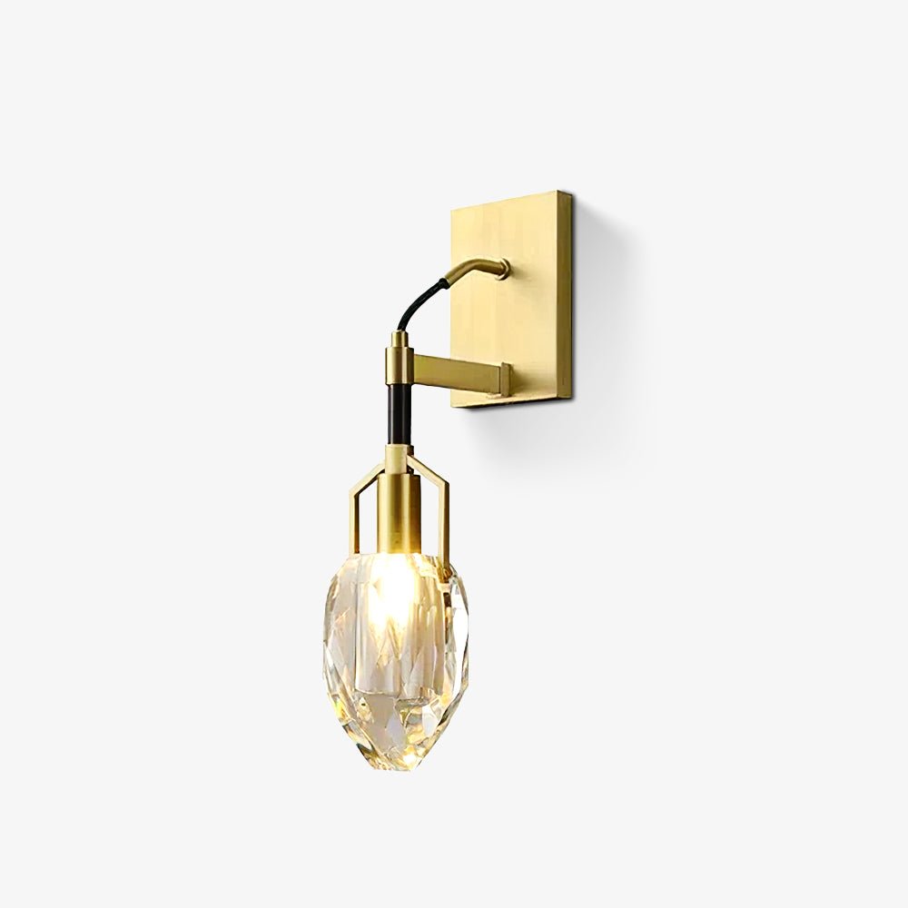Modern Brass and Mouth Blown Crystal Wall Sconce Set of 2 Contemporary Indoor Lighting