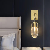 Modern Brass and Mouth Blown Crystal Wall Sconce Set of 2 Contemporary Indoor Lighting