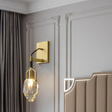 Modern Brass and Mouth Blown Crystal Wall Sconce Set of 2 Contemporary Indoor Lighting
