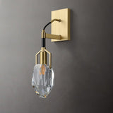 Modern Brass and Mouth Blown Crystal Wall Sconce Set of 2 Contemporary Indoor Lighting