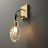 Modern Brass and Mouth Blown Crystal Wall Sconce Set of 2 Contemporary Indoor Lighting