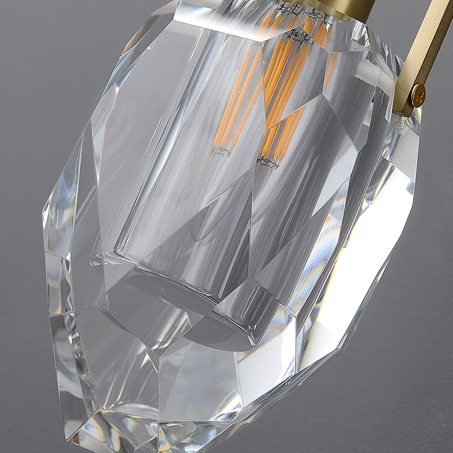 Modern Brass and Mouth Blown Crystal Wall Sconce Set of 2 Contemporary Indoor Lighting