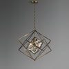 Modern Brass and Topaz Crystal Geometric Prism Hanging Pendant Light Fixture