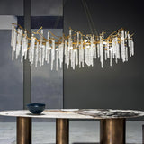 Modern Brass Branch Crystal Icicle Chandelier Luxury Hanging Pendant Light Fixture