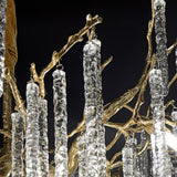 Modern Brass Branch Crystal Icicle Chandelier Luxury Hanging Pendant Light Fixture