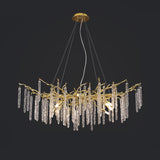 Modern Brass Branch Crystal Icicle Chandelier Luxury Hanging Pendant Light Fixture