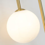 Modern Brass Curved Wall Sconce with Dual White Glass Globes for Living Room and Bedroom