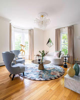 Modern Brass Discs and White Striped Glass Cascading Chandelier for Dining Rooms