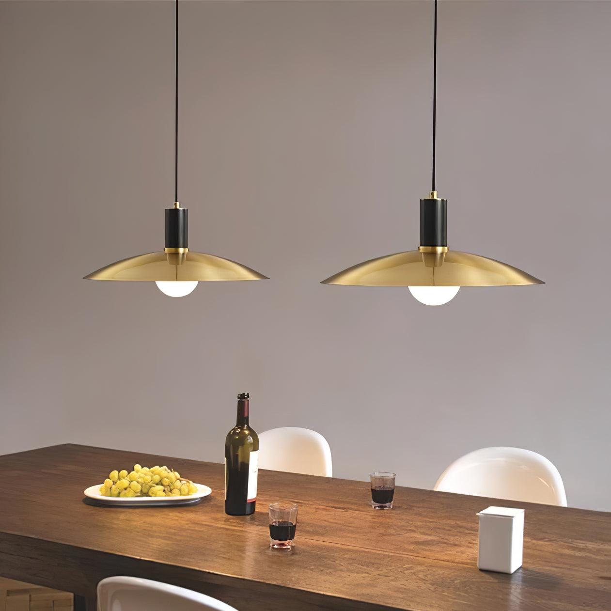 Modern Brass Flared Pendant Light for Kitchen Island and Dining Room Hanging Lamp