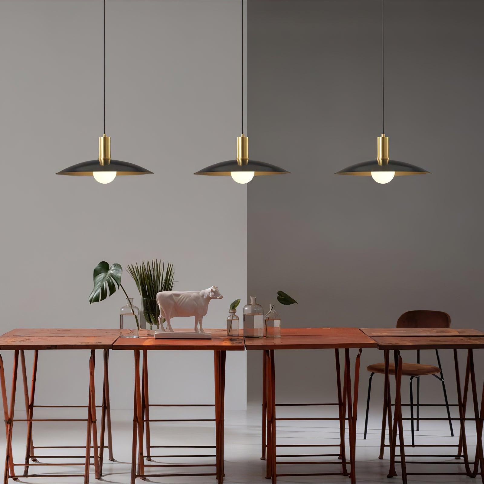 Modern Brass Flared Pendant Light for Kitchen Island and Dining Room Hanging Lamp