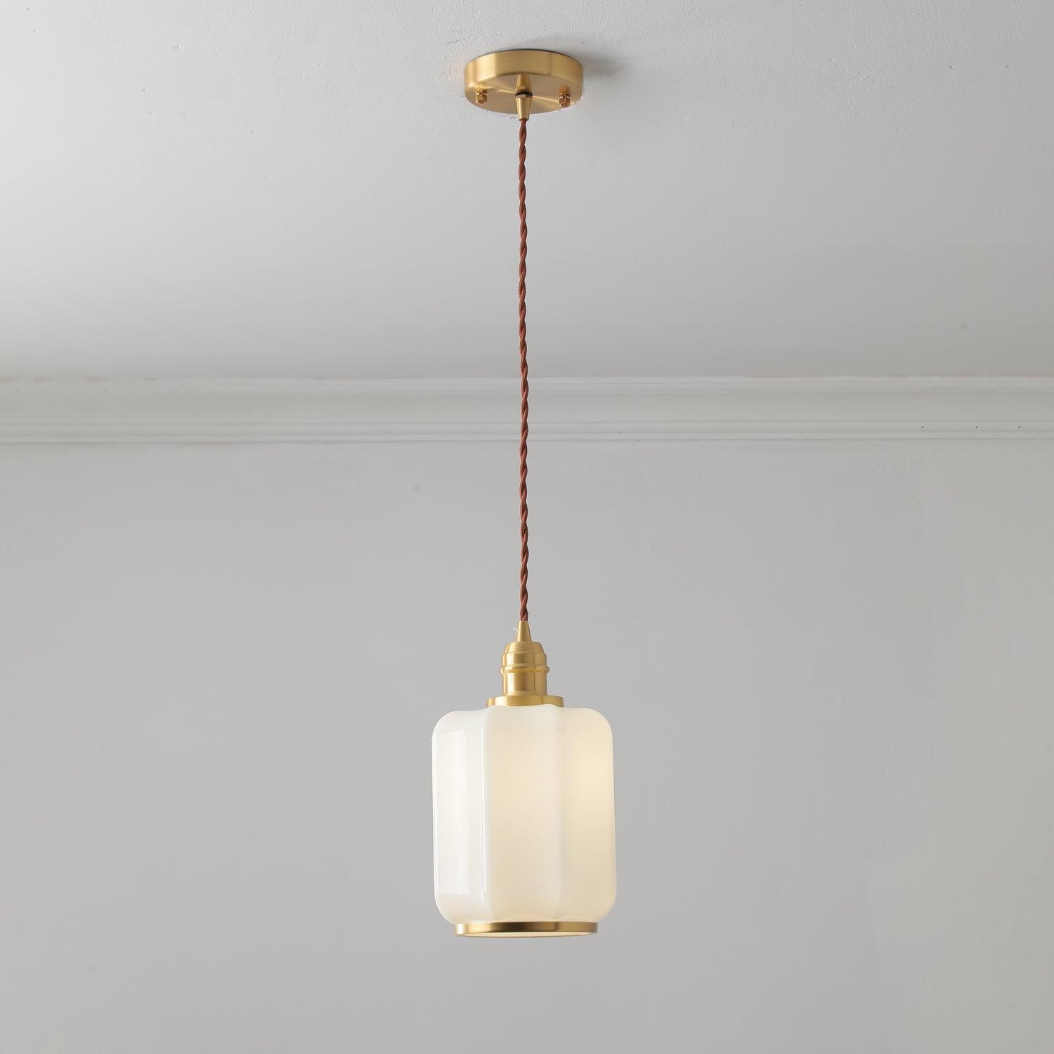 Modern Brass Funnel Pendant Light with White Glass Shade for Indoor Ceiling Lighting