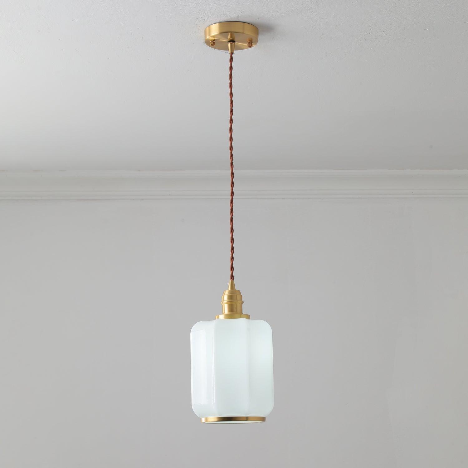 Modern Brass Funnel Pendant Light with White Glass Shade for Indoor Ceiling Lighting